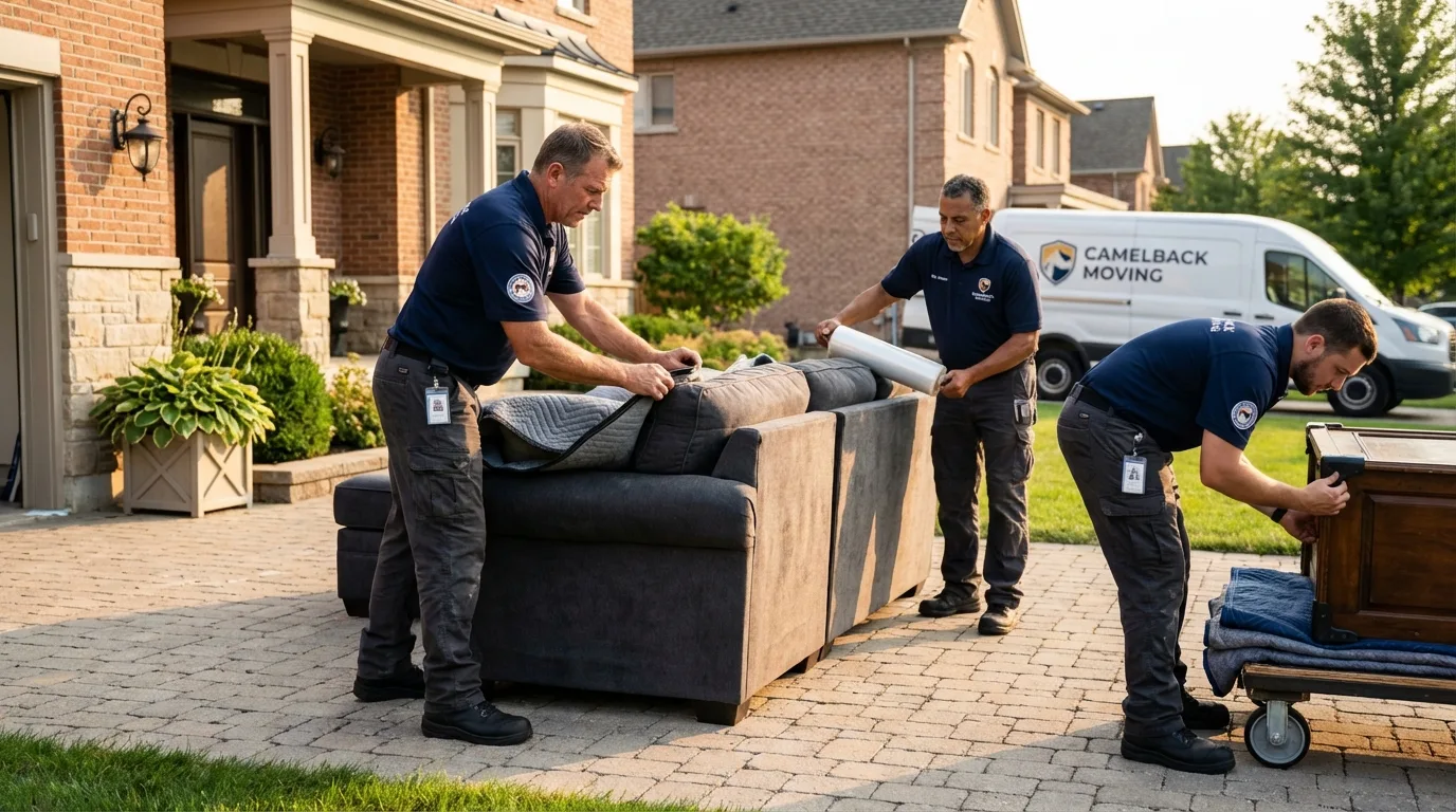 Large estate moving crew wrapping furniture in Council, ID